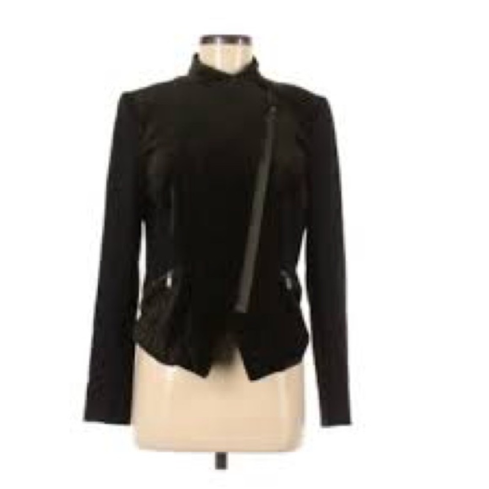 Elie Tahari Black Asymmetric Zip Blazer